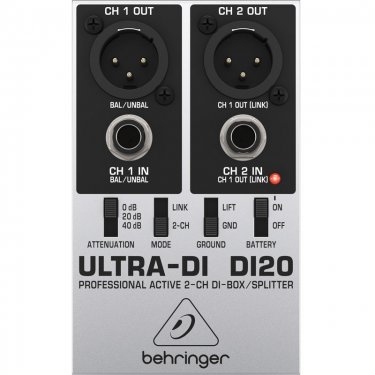 拉萨百灵达 Behringer DI20 DI盒 有源2路DI盒 线路信号转平衡乐器 di盒 非平衡信号转平衡